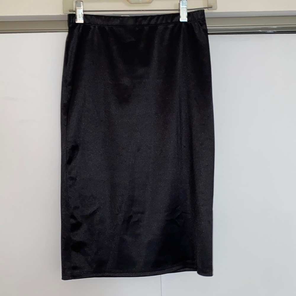 Shiny leather skirt